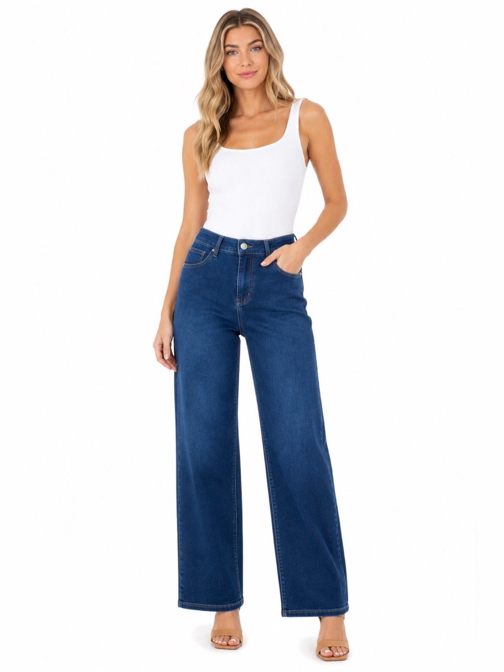 Vanilla Star Size 28 Classic Blue Women's Wide Leg Jeans